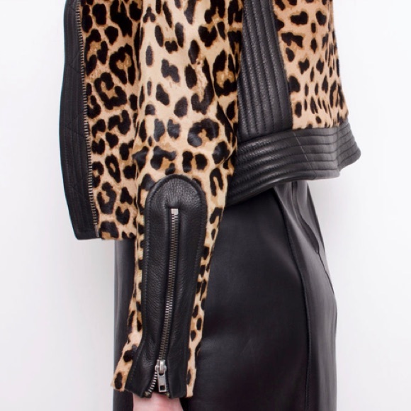 ALC Leopard Ponyhair Calf Skin Silk Leather Saville Jacket